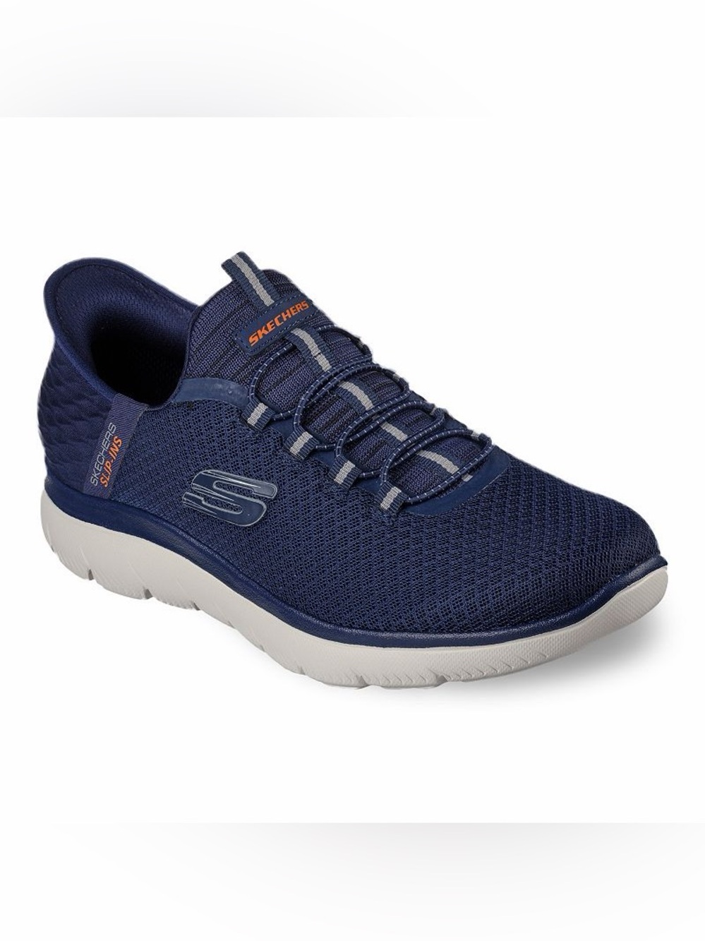 Skechers Men's Navy Slip-On Mesh Sneaker with Light Gray Sole